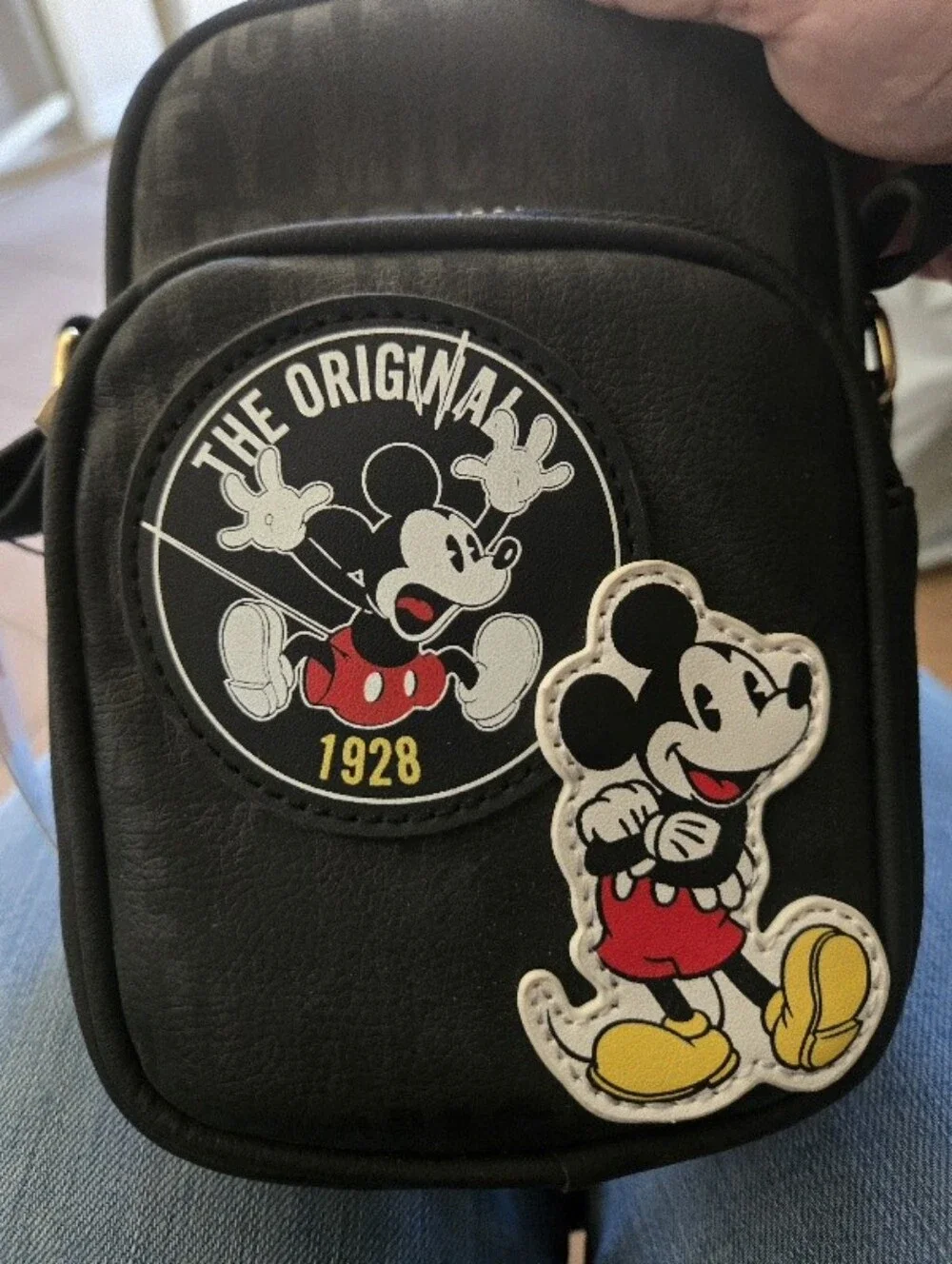 Mickey Mouse Black Crossbody Bag with Red & Yellow Accents